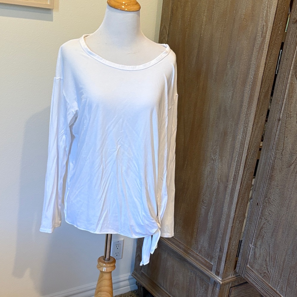 Theory White Long Sleeve Blouse
